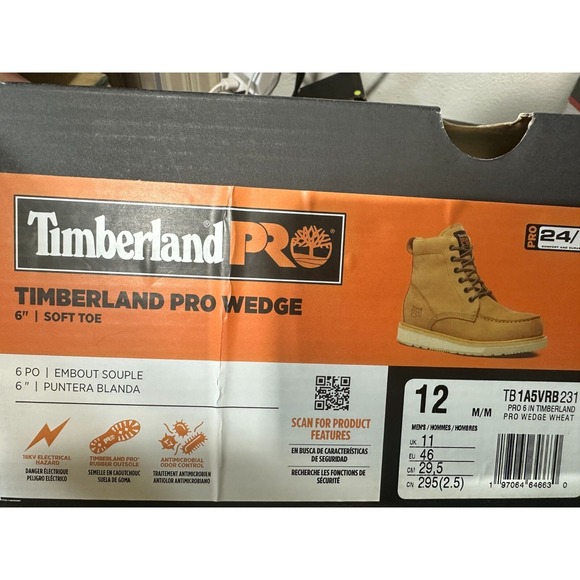 Timberland PRO Wedge 6 Soft Toe Boots Mens Size 12 Wheat Leather Breathable main image 7